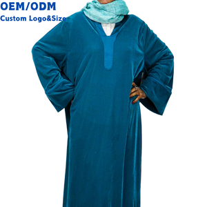 Abito <span class=keywords><strong>da</strong></span> <span class=keywords><strong>sera</strong></span> maxi in velluto verde acqua a tinta unita con scollo a Y e maniche a pipistrello, stile Abaya, per donne musulmane, di tendenza per Ramadan ed Eid - Product Image 1
