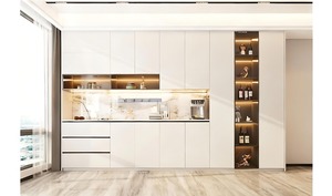 Ensemble de meubles de <span class=keywords><strong>salle</strong></span> <span class=keywords><strong>à</strong></span> <span class=keywords><strong>manger</strong></span> en bois massif écologique et élégant, armoire <span class=keywords><strong>à</strong></span> vin, personnalisable pour hôtel, rangement complet pour la maison - Product Image 5