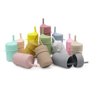 Portable <span class=keywords><strong>et</strong></span> réutilisable enfants enfant en bas âge formation silicone paille tasse enfant en bas âge sippy tasse silicone bébé tasse d'eau - Product Image 1