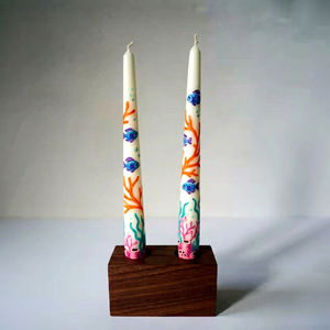 Universal Art Creation Premium Handmade Taper <b>Candles</b> with Underwater Fish Coral Motifs Fresh Scented Art for Holiday Home Decor - Product Image 1