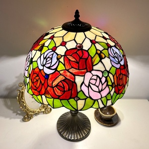 LongHuiJing Luxury 16Inch AC E26 Retro Handmade Eco-Friendly Simple Creative Rose Dome Stained Glass Flexible LED 2700K Warm - Product Image 6