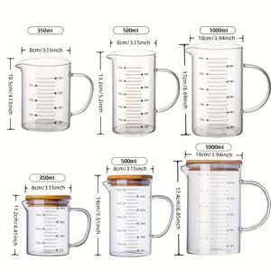 Gobelet doseur en verre <span class=keywords><strong>empilable</strong></span> de 350 ml <span class=keywords><strong>à</strong></span> 1000 ml, gobelet doseur en verre gradué, bécher en verre transparent, usage commercial et domestique - Product Image 6