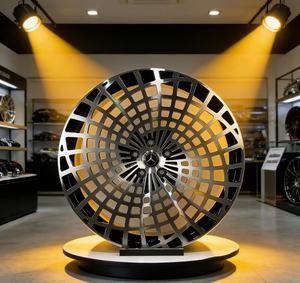 Jantes en alliage forgé Pangu à design maillé, 20, 22, 24, 26 pouces, finition argent brossé avec inserts noirs pour SUV de luxe, jantes de rechange - Product Image 2