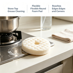 Round Honeycomb <b>Suction</b> Cup Sponge Double Sided Scouring <b>Pad</b> Non Scratch Kitchen Cleaning Washer - Product Image 2