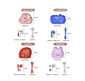 Ensemble d'assiettes pour bébé en silicone multicolores, sans BPA, avec fourchette <span class=keywords><strong>et</strong></span> cuillère - Product Image 2