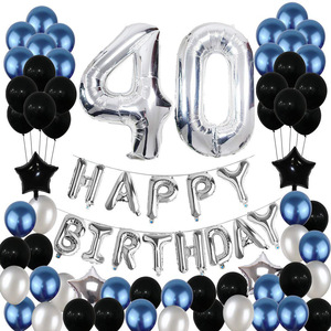 Décorations d'<span class=keywords><strong>anniversaire</strong></span> en gros pour hommes, 13e, 16e, 18e, 21e, 30e, 40e, 50e, 60e <span class=keywords><strong>anniversaire</strong></span>, ballons bleus et gris - Product Image 5