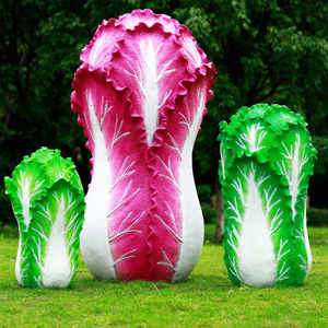 Scultura di Cavolo in FRP Impermeabile e Resistente alla Corrosione, Statua di Verdura a Grandezza Naturale per Centri Commerciali, Parchi e Paesaggi Pubblici - Product Image 2