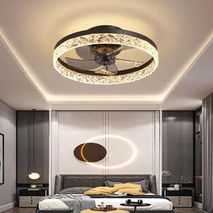 Ventilateur de plafond LED blanc avec commande par application, variateur d'intensité, 6 vitesses de ventilation, minuterie, lampe de plafond ronde pour maison, chambre, salon, cuisine - Product Image 6