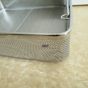 Medical Sterilization <b>Basket</b> 304SS with Lid, Stackable Autoclave Tray for Hospital , Surgical Instrument Tray - Product Image 1