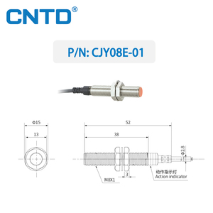 CNTD DC 10-30V 2 hoặc 3 dây NPN <span class=keywords><strong>PNP</strong></span> <span class=keywords><strong>no</strong></span> 1 mét Phát hiện khoảng cách M8 kim loại Quy Nạp <span class=keywords><strong>Proximity</strong></span> chuyển đổi - Product Image 3