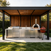 Meubles de cuisine extérieurs en acier inoxydable, cuisine modulaire personnalisée, îlot de cuisine pour villa et jardin, projet complet pour toute la maison, fournisseur OEM