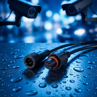 Kabel Adaptor Daya 3 Pin IP68 Tahan Air 3A, Konduktor Tembaga PVC, 1.5 Male Female, 12V untuk Mobil, Motor, CCTV, Peralatan LED