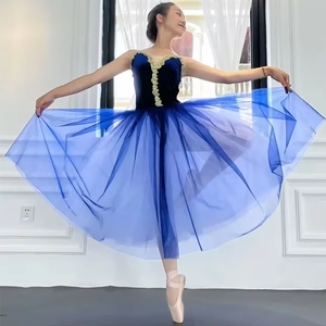 Gonna da Balletto per Adulti, Tutù in Rete per Competizioni di <span class=keywords><strong>Danza</strong></span>, Gonna Lunga con Velo, Abbigliamento di Alta Qualità per Spettacoli di <span class=keywords><strong>Danza</strong></span> di Gruppo - Product Image 2