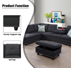 Sofá Cama Convertible Moderno Multifuncional de Tela al por Mayor, Diseño en L con Esponja, de Alta Calidad para Sala de Estar con Almacenamiento - Product Image 3