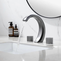 Robinet de lavabo de salle de bain moderne à double poignée en laiton avec cartouche céramique, à 3 trous, pour montage sur comptoir