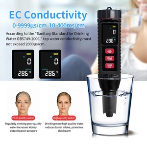 เครื่องวัดคุณภาพน้ำดิจิตอลแบบพกพา 7 in 1 S.G./TDS/EC/PH/ความเค็ม/ORP/วัดอุณหภูมิ OEM/ODM หน้าจอ LCD สำหรับสระว่ายน้ำและน้ำดื่ม - Product Image 4