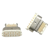 Connecteur USB Type C mâle 14 broches pour applications PCB, en matériau LCP, avec contacts en cuivre plaqué or, 2/4/6/8/12/16/24 broches