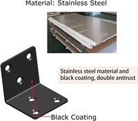 Support d'angle en métal robuste en forme de L, support mural en acier inoxydable noir à angle droit pour la fixation de meubles