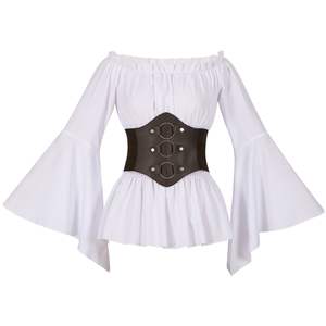 Costumes de <span class=keywords><strong>pirate</strong></span> d'Halloween, chemises à manches longues médiévales de la Renaissance avec large ceinture d'armure en cuir, <span class=keywords><strong>chemisier</strong></span> et haut steampunk - Product Image 4