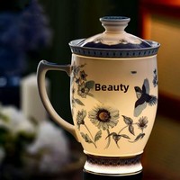 Tasse à thé en porcelaine fine bleue et blanche avec infuseur, tasse de maître, filtre en céramique, 400/600 ml, emballage cadeau