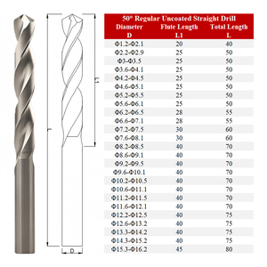 50 °   Outil de filetage métrique CNC, carbure de tungstène massif non revêtu, foret à tige droite allongé 80L - Product Image 4