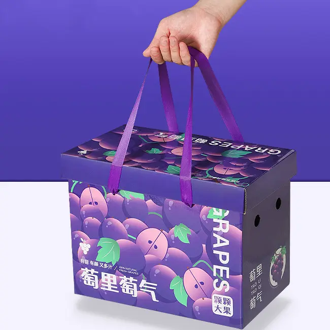 Özel logo kuru meyve hediye kutusu karton tepsi kutusu sebze elma şeftali nakliye gıda ambalaj çift oluklu kağit kutu