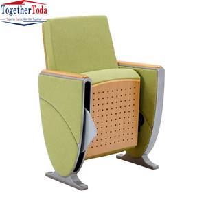 Silla Moderna para Auditorio, Teatro o Conferencias, Tapizada en Tela Verde, Multiusos, con Tablero de Escritura Plegable - Product Image 6