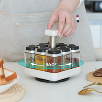 Support à épices d'assaisonnement en acier inoxydable de cuisine rotatif à 360 degrés avec carré 100ml ensemble de bocaux à condiments en verre double couvercle