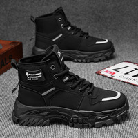 Bottes montantes décontractées en toile à lacets pour hommes 2026 – Chaussures de marche décontractées à semelle épaisse pour hommes