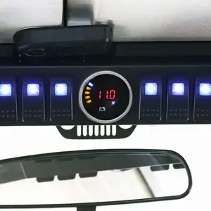 PLUSBEAM 6 Rocker Switch Control Box System Panel Kit Multi-function Switches With Digital Voltage Meter For Jeep Wrangler