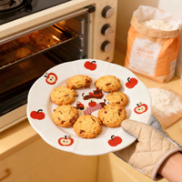 Assiettes en céramique pour enfants, motif pomme et animaux de dessin animé, pour dîner, salade, collation, idéales pour la maison et les fêtes, compatibles lave-vaisselle et micro-ondes, CS020