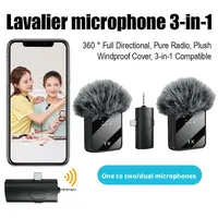 Microphone Lavalier sans Fil en Plastique avec Réduction de Bruit, Rechargeable et Portable, pour Android, iPhone et Podcast