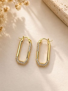 Orecchini a Cerchio Placcati in Oro 14K, Gioielli da Festa per Donna in Ottone - Product Image 3