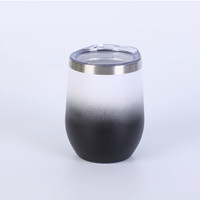Madou 12oz dégradé en acier inoxydable Logo personnalisé réutilisable bière vin bouteille sous vide tasse à café tasses à œufs thermiques avec couvercle