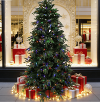 Sapin de Noël artificiel pré-éclairé en PVC+PE de qualité supérieure, aiguilles réalistes, écran LED multicolore, télécommande, 6 pieds