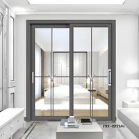 Porte coulissante double en aluminium de style solide avec double vitrage et isolation thermique pour l'extérieur et l'intérieur