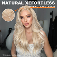Perruque en cheveux humains vierges européens, blonds avec mèches, ultra-lisses, 13x4HD, frontale transparente, sans colle, ondulations dégradées, vietnamien 10-38