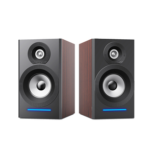 Haut-parleurs Mini Hifi Audiophiles Personnalisés OEM d'Usine 20W Cabinet en Bois Bleu Tooh 2.0 Haut-parleur Actif AC Étagère - Product Image 3