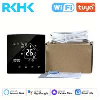 Termostato Inteligente WiFi RKHK con Panel de Vidrio Espejo, Controlador de Temperatura Digital, Pantalla Táctil con Voz Alexa y Google