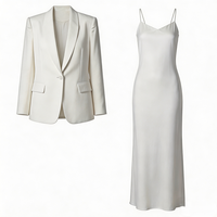Nouvelle Collection Automne 2026 : Élégante Robe Longue Chic à Épaules Dénudées, Longueur Au-dessus du Genou, en Cupro Style Français, Ensemble Deux Pièces