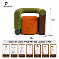 Nordischer Moderner Minimalistischer Massivholz-Marmor-Akzentstuhl Farbblock Umweltfreundlicher Ergonomischer Loungesessel für Schlafzimmer und Apartment