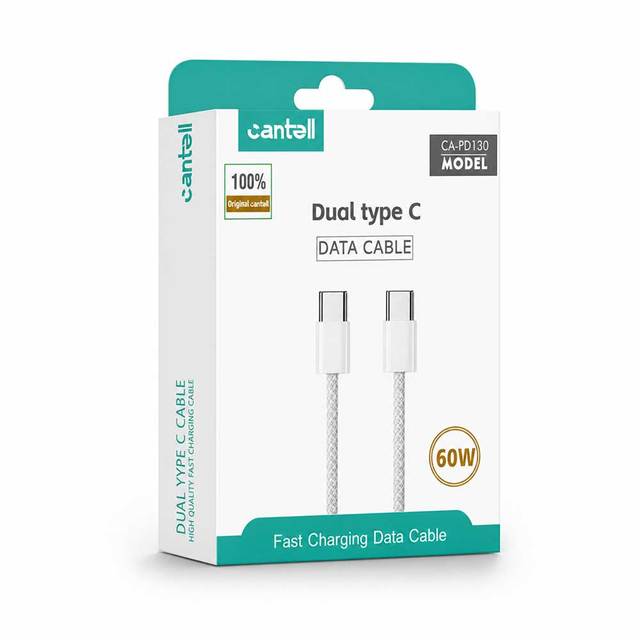 Cantell Wholesale 1m 60W Nylon Pd Dual USB-C Fast Charging Cable Data Cable Type C to Type C Charger Cable for IPhone15 Pro
