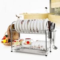 304 support de bol en acier inoxydable Double bol baguettes égouttoir cuisine rangement égouttoir bol baguettes stockage