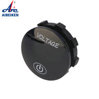 Voltmeter Digital Diameter 2 Pin Lampu LED Merah 12 V Tegangan ABS Rumah Hitam
