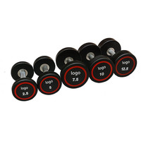 Set Dumbbell karet hex, peralatan Gym kepala bulat CPU bebas beban