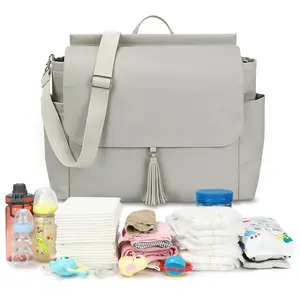 Saco de armazenamento personalizado Baby Nappy PU Baby Mommy Fralda Shoulder Bag Travel Tote Mommy Baby Diaper Bags