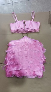 C3518 último 2024 cóctel fiesta Sexy Club <span class=keywords><strong>Boutique</strong></span> vestido ajustado vendaje Rhinestone recorte borla Mini señoras <span class=keywords><strong>vestidos</strong></span> de mujer - Product Image 4