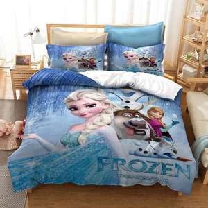 Set biancheria da letto per ragazza congelata personalizzata lenzuolo 3d lenzuolo per cartoni animati stampato Set copripiumino per bambini - Product Image 4
