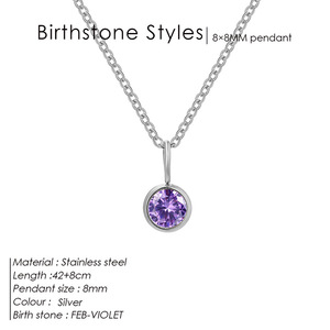 OEM al por mayor mujeres lindo Acero inoxidable piedra de nacimiento colgante collar para regalo de cumpleaños - Product Image 6