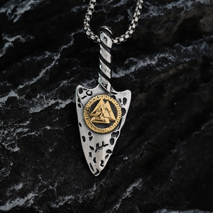 yunnique Nordic Vintage Men's Pendant Stainless Steel <b>Compass</b> Triangle Symbol Necklace Gift Jewelry Geometric Design - Product Image 3
